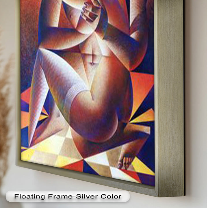 Entwined Forms – Abstract Lovers in Geometric Harmony Picasso Oil Painting