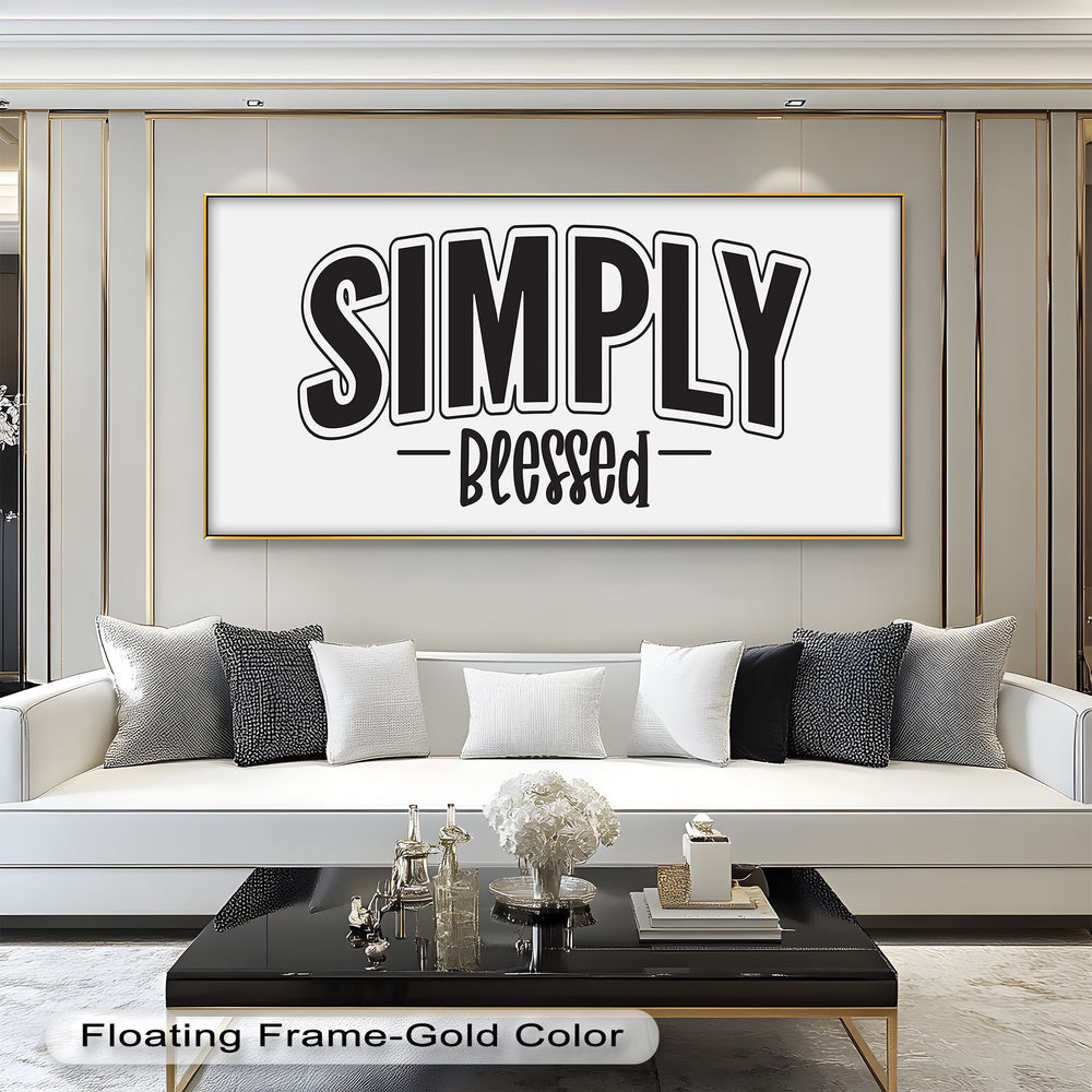 Modern Bible-Inspired Oil Painting – “Simply Blessed” Spiritual Wall Decor