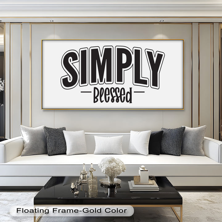 Modern Bible-Inspired Oil Painting – “Simply Blessed” Spiritual Wall Decor