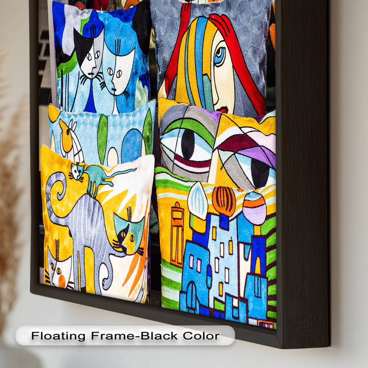 Colorful Cubist Cat & Face Pillows – Picasso Oil Painting