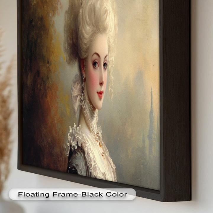 Rococo Grace Oil Painting – Portrait of a Noblewoman in Ivory Lace