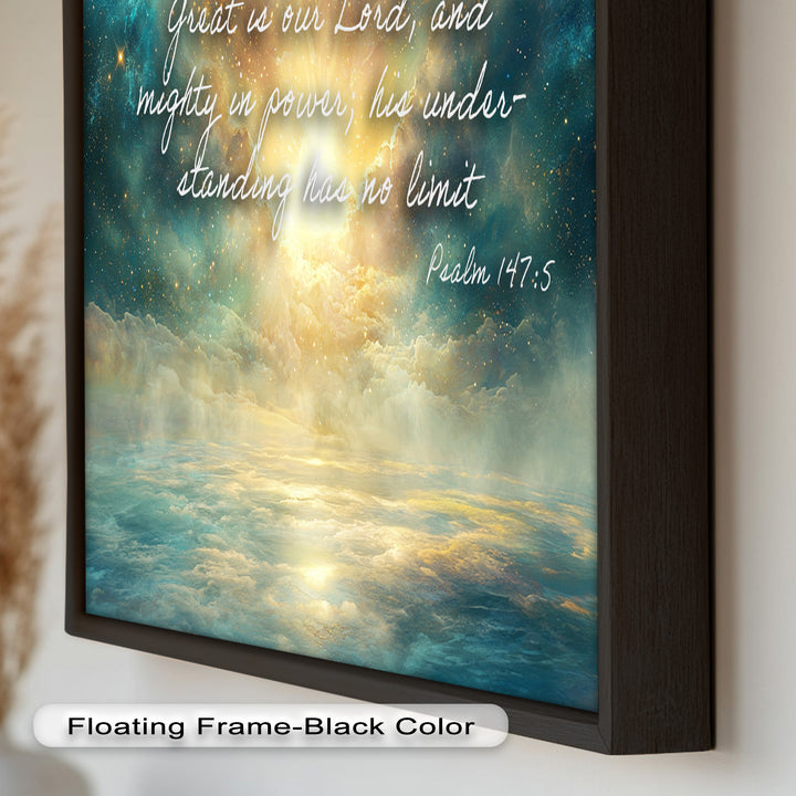 Psalm 147:5 – Mighty in Power Bible Verse Oil Painting