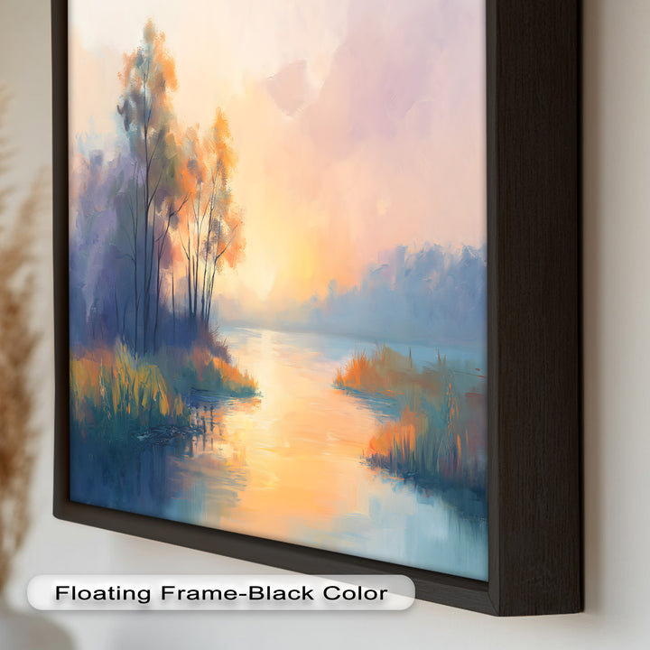 Sunrise on a Cold Morning – Framed Landscape Oil Painting