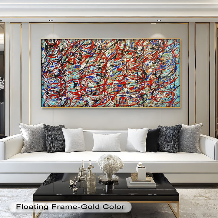 Energetic Action Painting Wall Art – Abstract Oil Painting