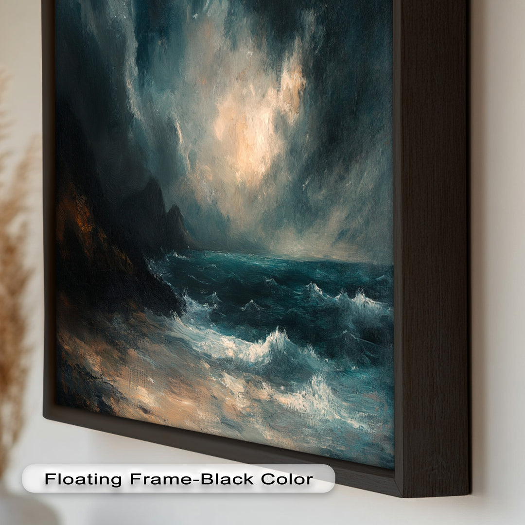 Ocean Wall Art - Stormy Coastline Seascape Oil Painting