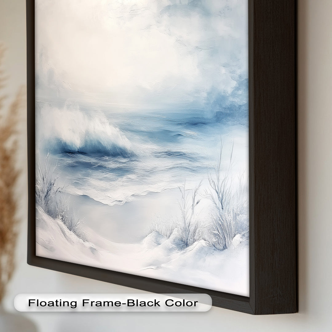Coastal Wall Art - Snowy Beach Seascape Oil Painting