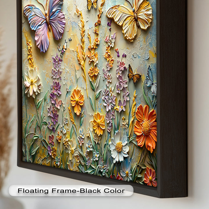 Abstract Floral Butterflies – Modern Oil Painting