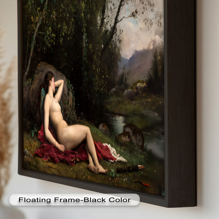Reclining Diana – Classical Goddess in Nature Renaissance Oil Painting