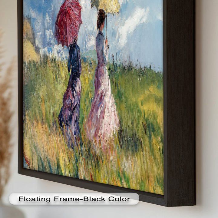 Ladies with Parasols in a Sunlit Meadow – Impressionist Oil Painting