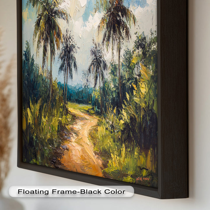 Tropical Pathway with Palm Trees – Impressionist Oil Painting