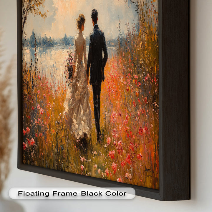 A Walk to Remember – Impressionist Couple in Blooming Field Oil Painting