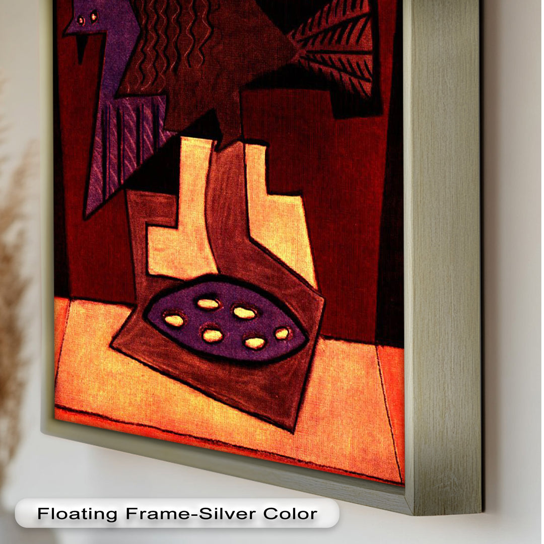 Geometric Bird Abstract Wall Art – Modern Cubist Oil Painting