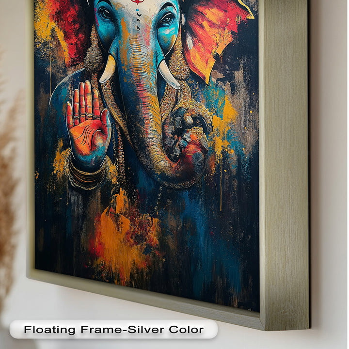 Ganesha Segen Wandkunst – Religiöses Ölgemälde