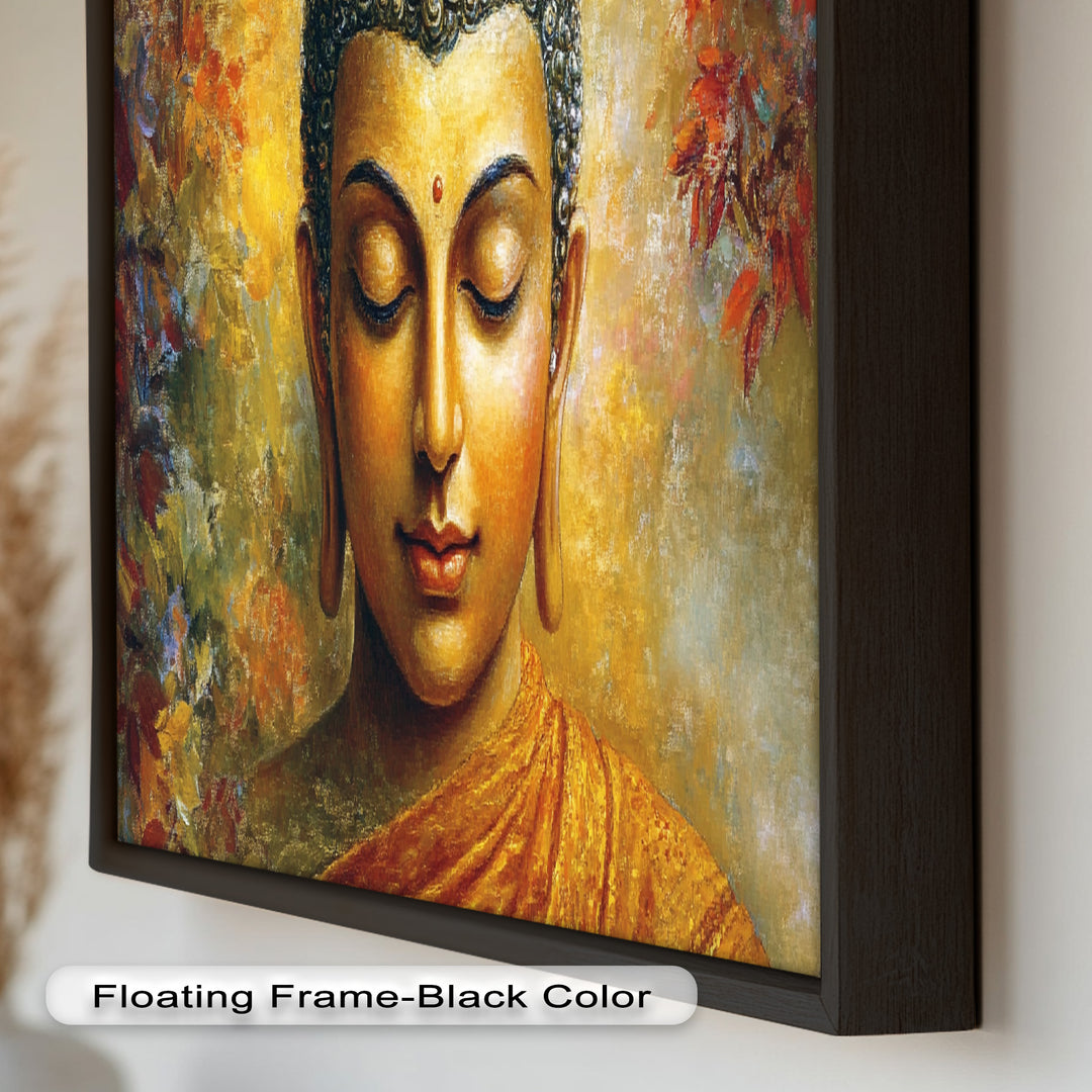 Buddha Portrait Wall Art – Framed Oil Painting
