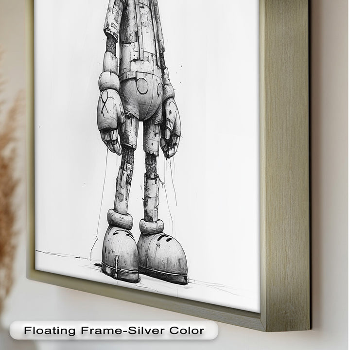 Timber Companion – Monochrome KAWS Oil Painting