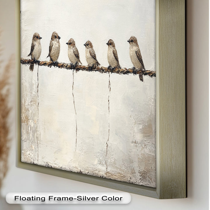 Six Birds in Stillness – Animal Oil Painting