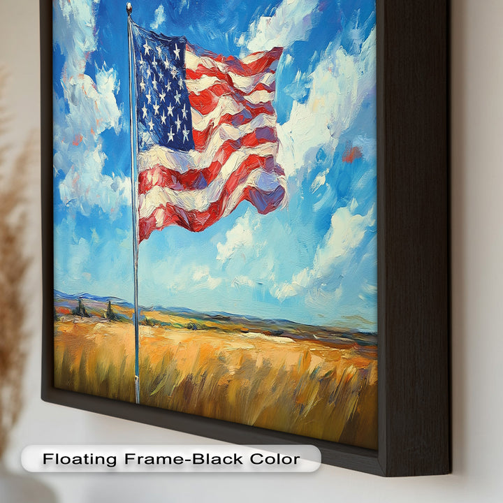 Amerikanische Flagge auf dem Land – Patriotisches Ölgemälde
