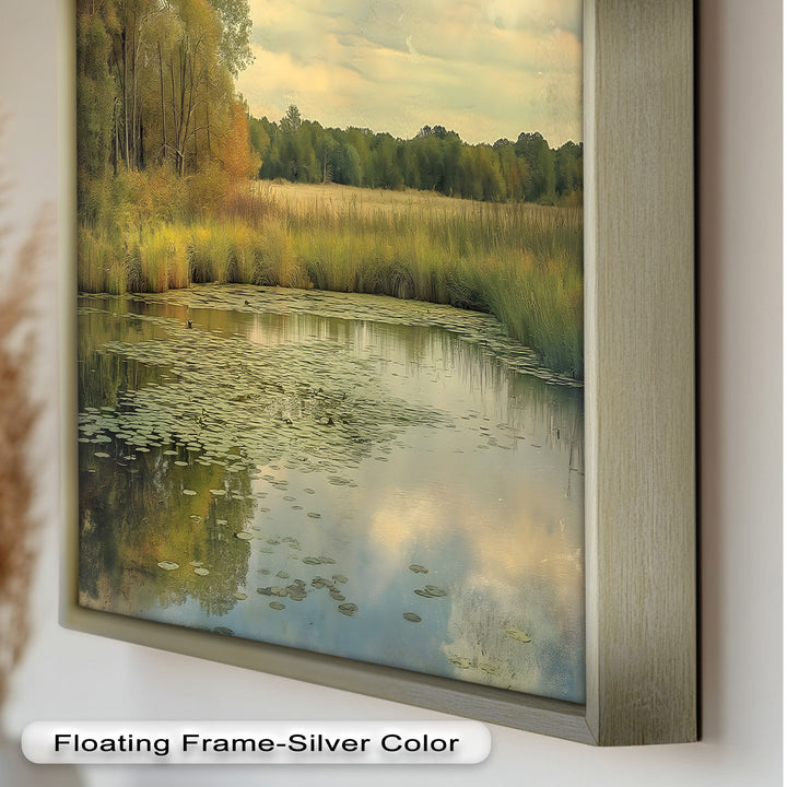 Stille Reflexionen – Teich in der Abenddämmerung, Ölgemälde am Hudson River