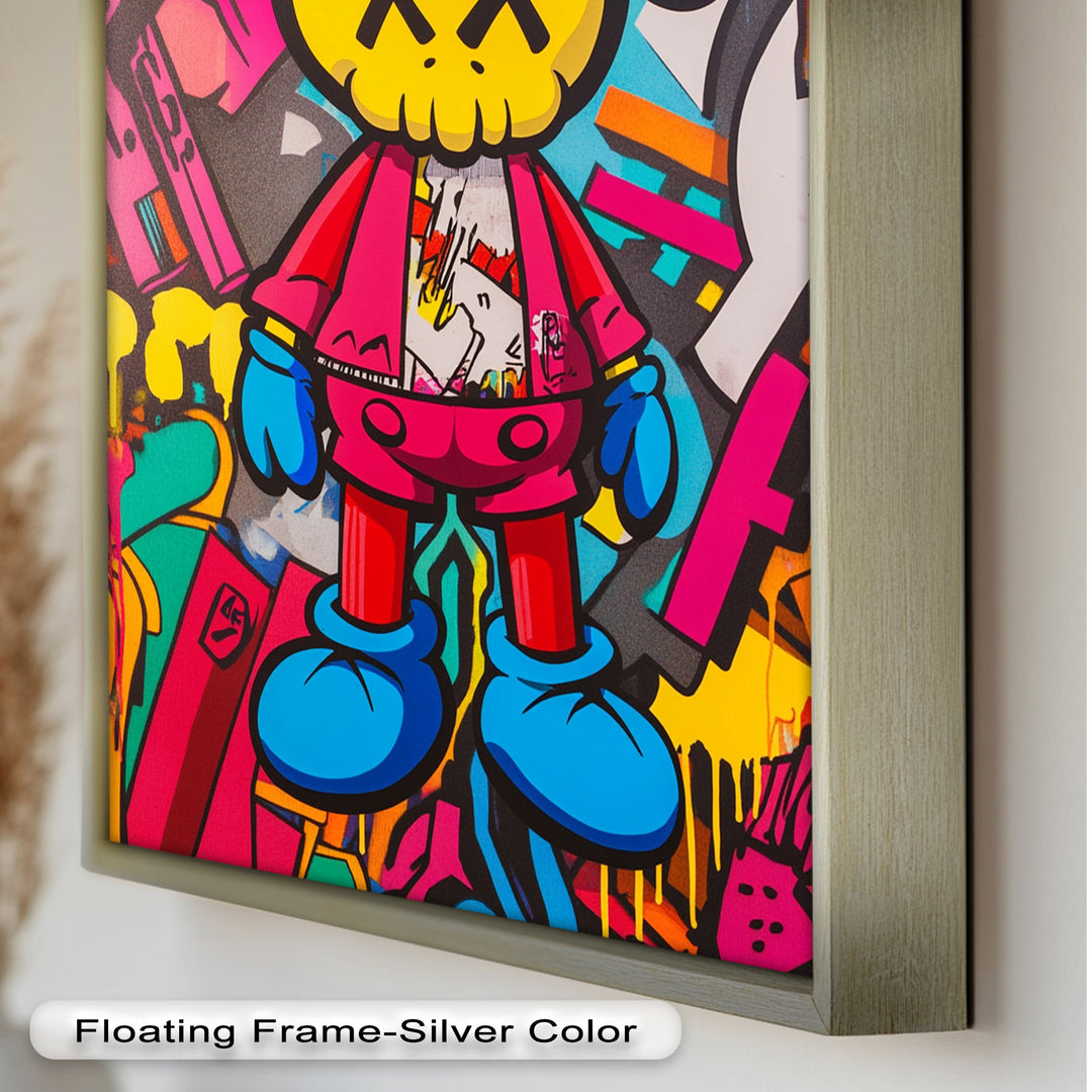 Neon Rebellion – KAWS Graffiti Ölgemälde
