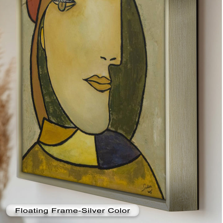 Melancholy in Red Hat – Minimalist Portrait Picasso Oil Painting