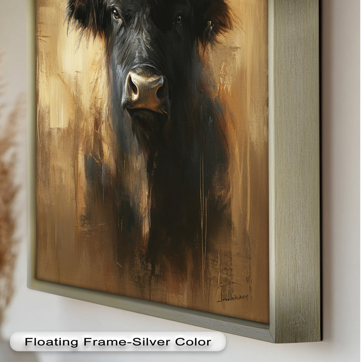 Bull in Amber Tones - Animal Oil Painting
