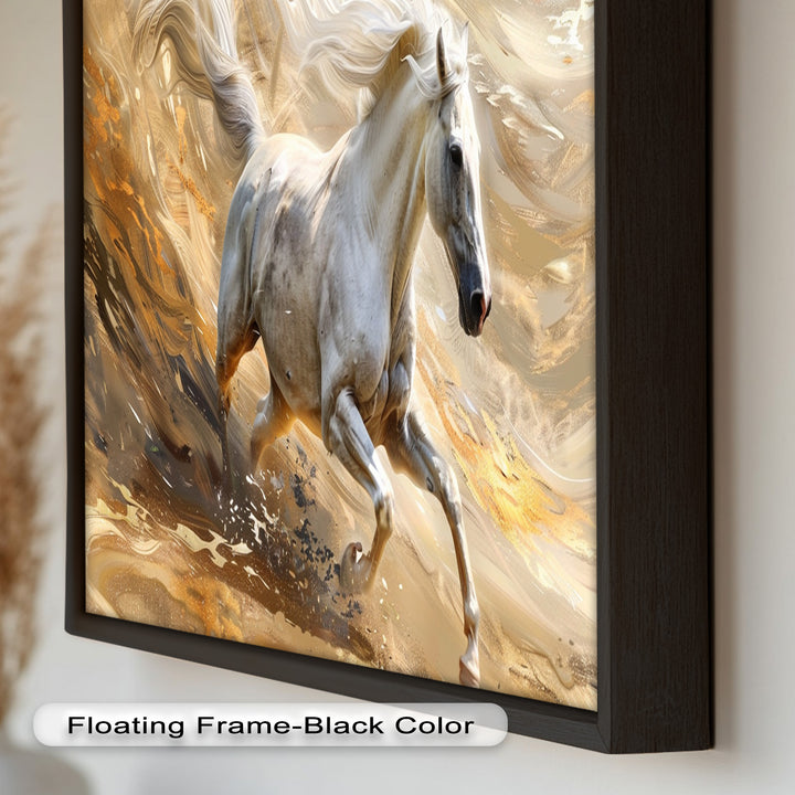 Majestic White Horse – Dynamic Equine Oil Painting
