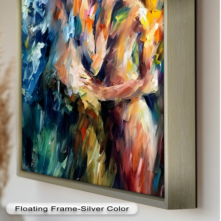 Ethereal Embrace – Abstract Lovers in a Burst of Color Oil Painting