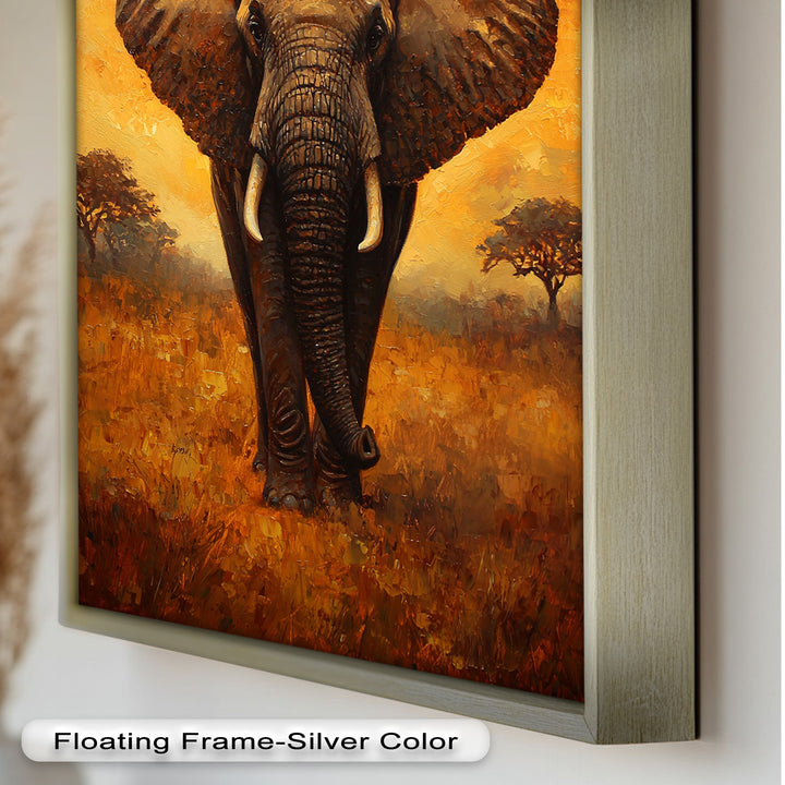 Majestic Elephant at Sunset – Wildlife Oil Painting
