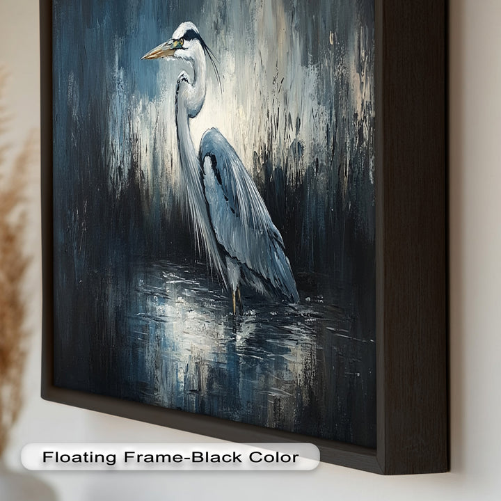 Heron in Misty Marshland – Animal Oil Painting