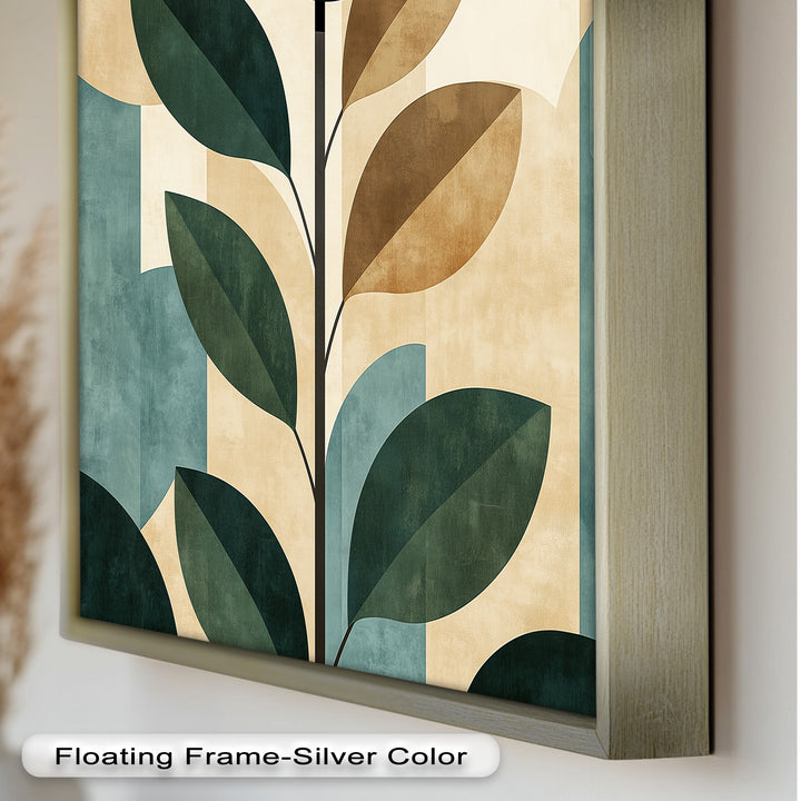 Geometric Botanical – Mid-Century Modern Leaf Oil Painting