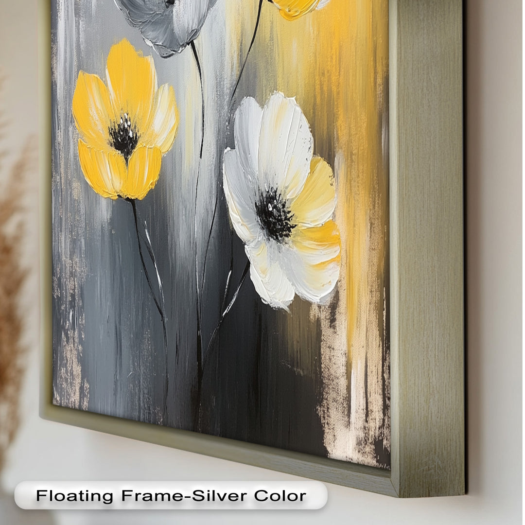 Golden Harmony – Yellow and White Floral Oil Painting
