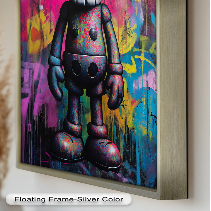 Neon Skull Companion – Mehrfarbiges KAWS-Ölgemälde