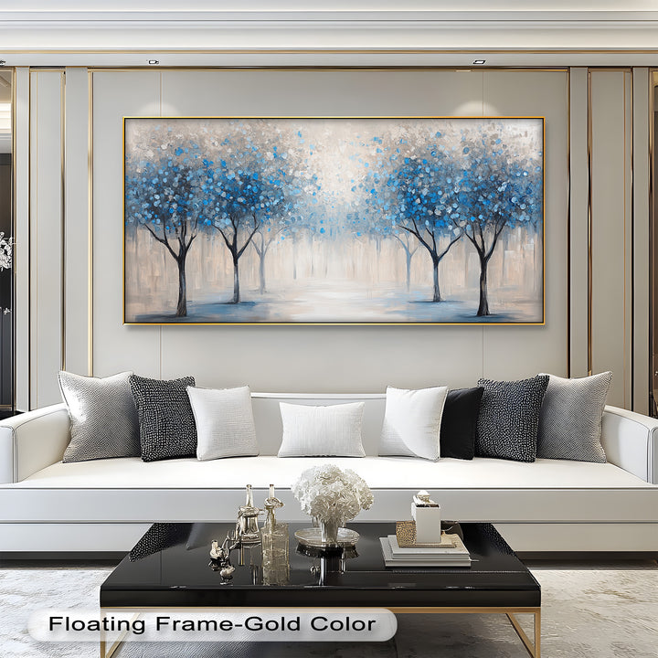 Blue Blossom Trees Wall Art – Floral Oil Painting