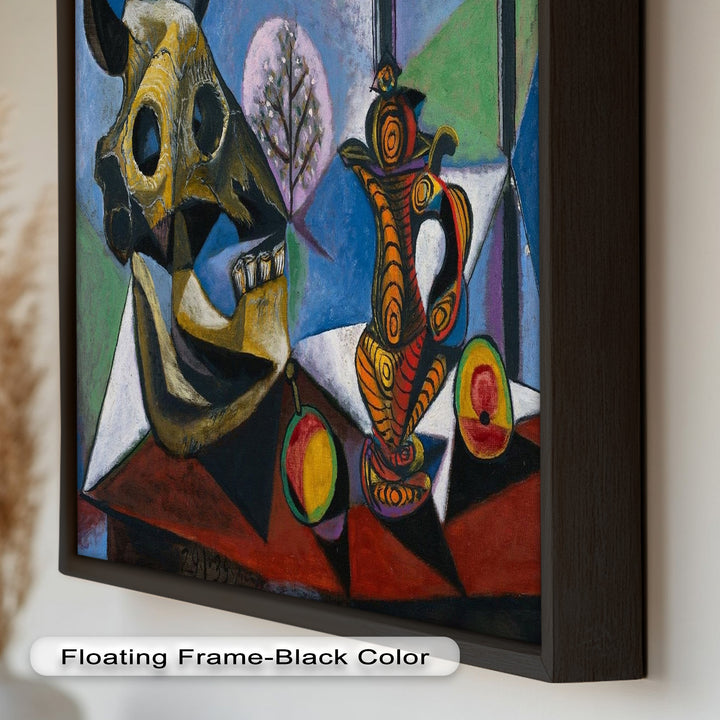 Stillleben mit Totenkopf und Krug – Symbolisches kubistisches Picasso-Ölgemälde
