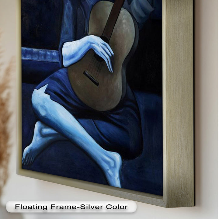 Melancholy Strings – Blue Period-Inspired Guitarist Oil Painting