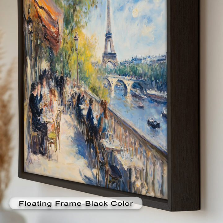 Eiffel Café Serenity – Parisian Terrace with River View Oil Painting