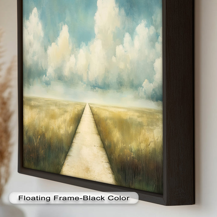 Cloudy Sky Wall Art – Minimal Landscape Oil Painting