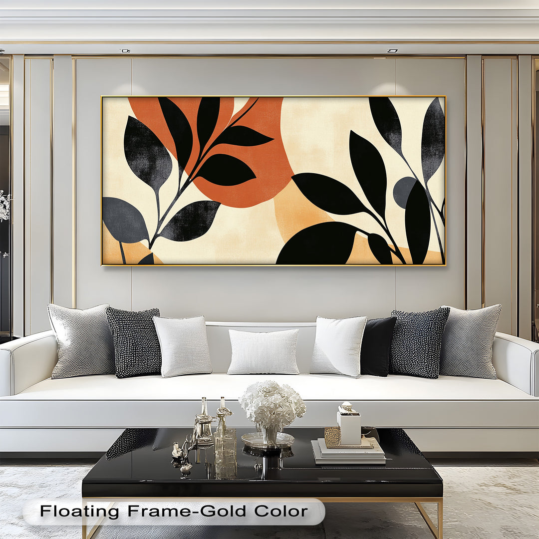 Earth-Tone Botanical Silhouette – Modern Boho Oil Painting
