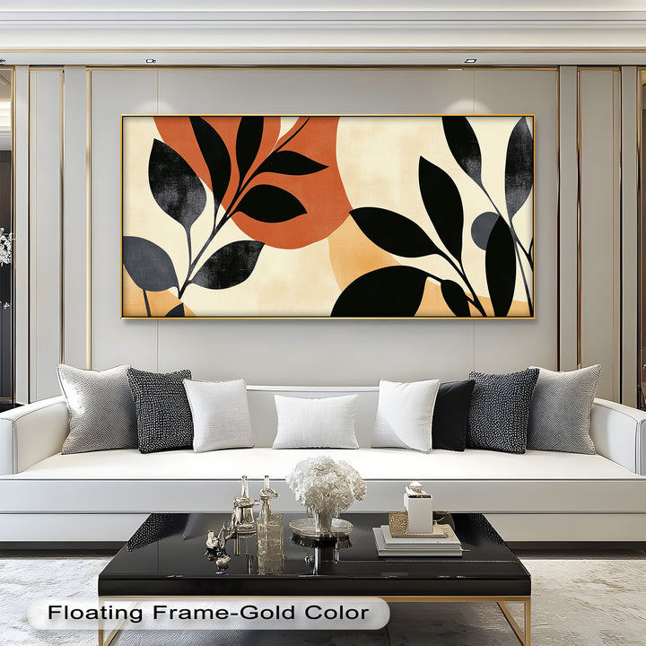 Earth-Tone Botanical Silhouette – Modern Boho Oil Painting