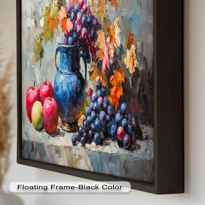 Fall Apple & Floral Still Life – Rustic Autumn Decor Oil Painting