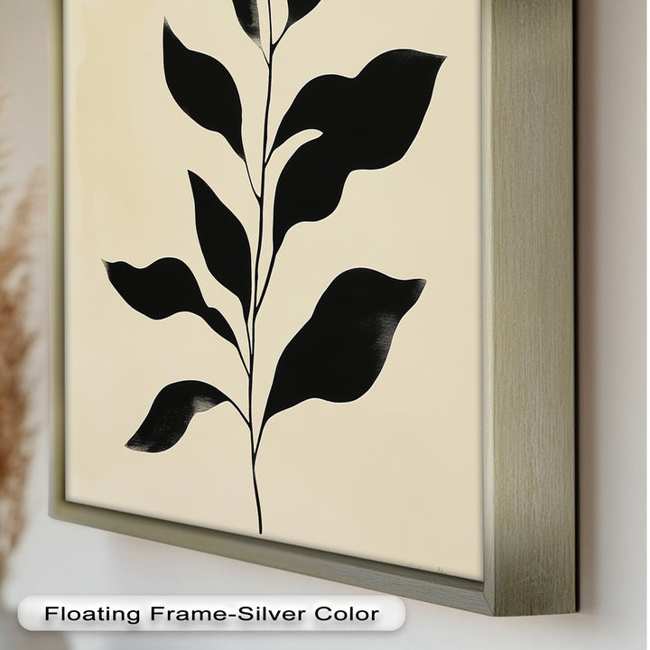 Black Botanical Minimalism – Monochrome Oil Painting