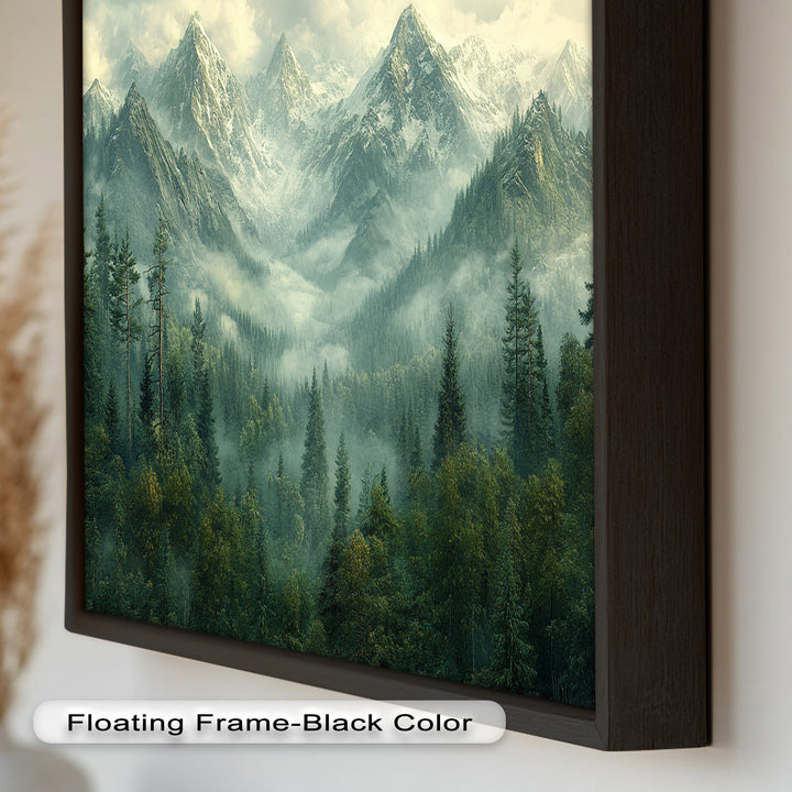 Misty Mountain Forest - Framed Oil Paintings