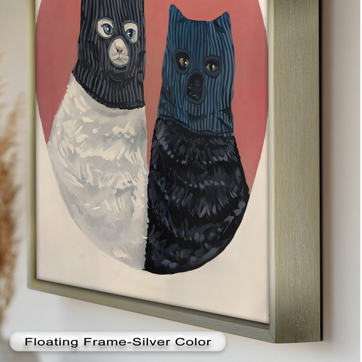 Masked Companions – Contemporary Cat Oil Painting