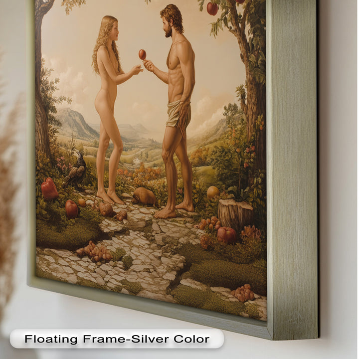 The First Temptation – Adam and Eve in Eden Renaissance Oil Painting