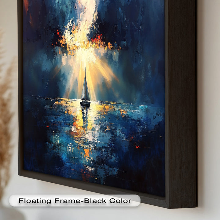 Radiant Horizon – Sailboat at Sunset Oil Painting