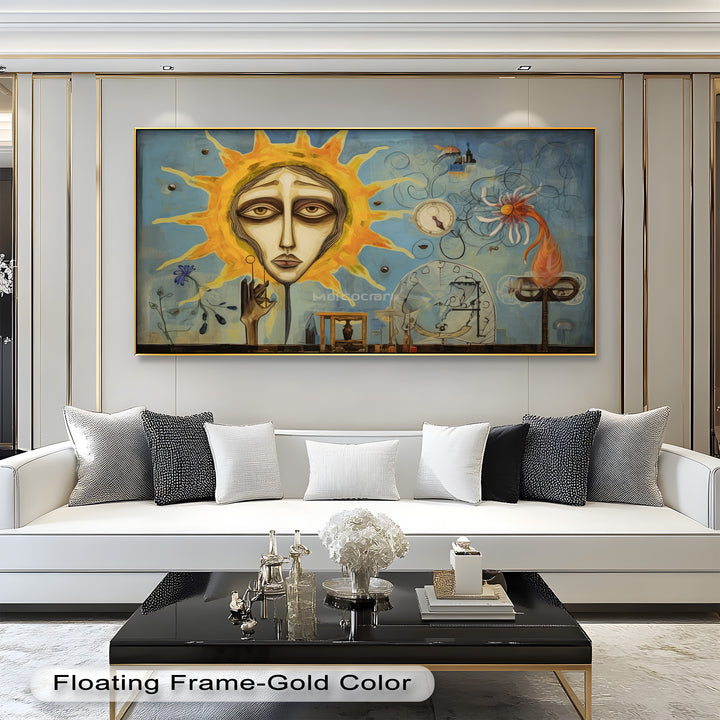 Solar Mindscape – Surreales Sonnengesicht-Ölgemälde von Picasso