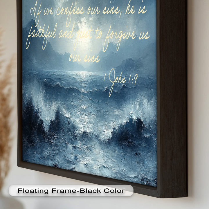 1 John 1:9 – Forgiveness and Grace Bible Verse Oil Painting