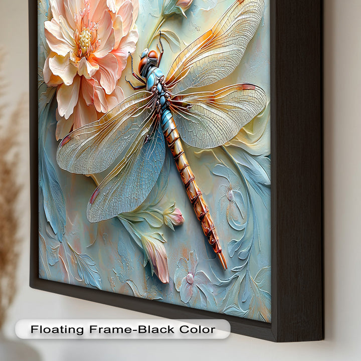 Floral Dragonfly Modern Art – Botanical Oil Painting