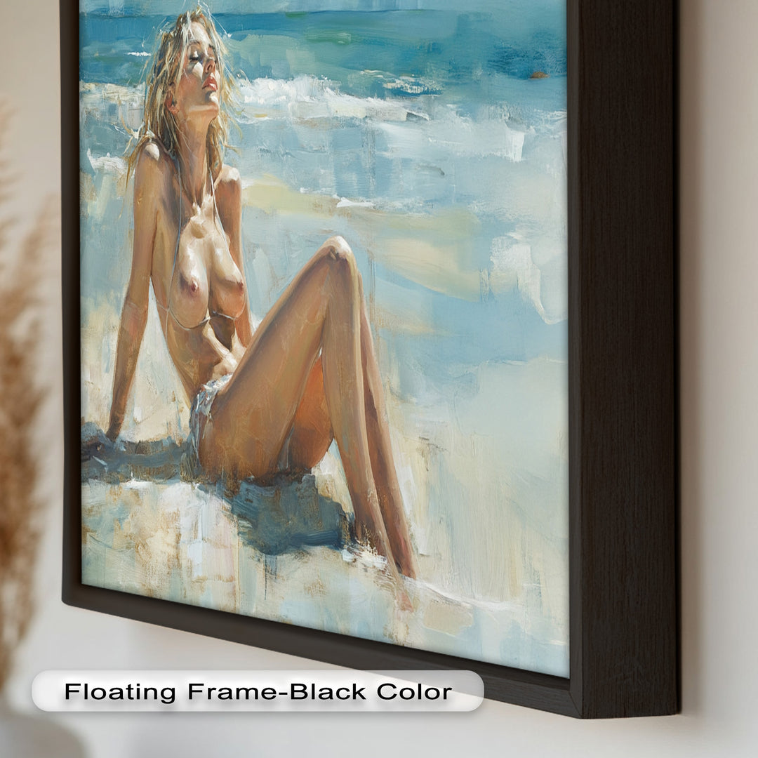 Sun-Kissed Serenity – Beachside Nude Figurative Oil Painting