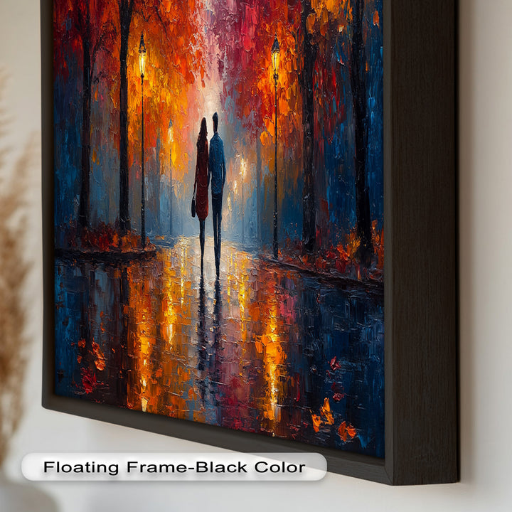 Romantic Walk Under Fiery Trees - Love Oil Painting